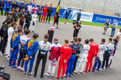 SPA, BELGIUM - SEPTEMBER 01: Daniil Kvyat of Scuderia Toro Rosso and Russia and Pierre Gasly of Scuderia Toro Rosso and France during the minute silence for French driver Anthoine Hubert who passed away during the F2 race yesterday during the F1 Grand Prix of Belgium at Circuit de Spa-Francorchamps on September 01, 2019 in Spa, Belgium. (Photo by Peter Fox/Getty Images) // Getty Images / Red Bull Content Pool  // AP-21EJVPSC12111 // Usage for editorial use only //