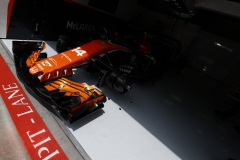 Red Bull Ring, Spielberg, Austria.Sunday 9 July 2017.The nose of the car of Fernando Alonso, McLaren MCL32 Honda, peeks out from the garage in to the sun.Photo: Steven Tee/McLarenref: Digital Image _R3I7161