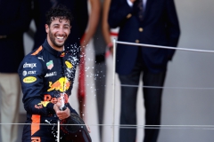 MONTE-CARLO, MONACO - MAY 28: Daniel Ricciardo of Australia and Red Bull Racing celebrates finishing in third position on the podium during the Monaco Formula One Grand Prix at Circuit de Monaco on May 28, 2017 in Monte-Carlo, Monaco. (Photo by Mark Thompson/Getty Images) // Getty Images / Red Bull Content Pool // P-20170528-00509 // Usage for editorial use only // Please go to www.redbullcontentpool.com for further information. //